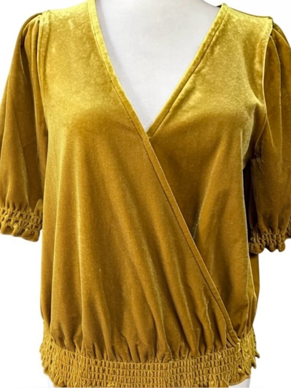 Madewell Velvet Smocked Crossover Top
Size XS Boho Velvet Glam